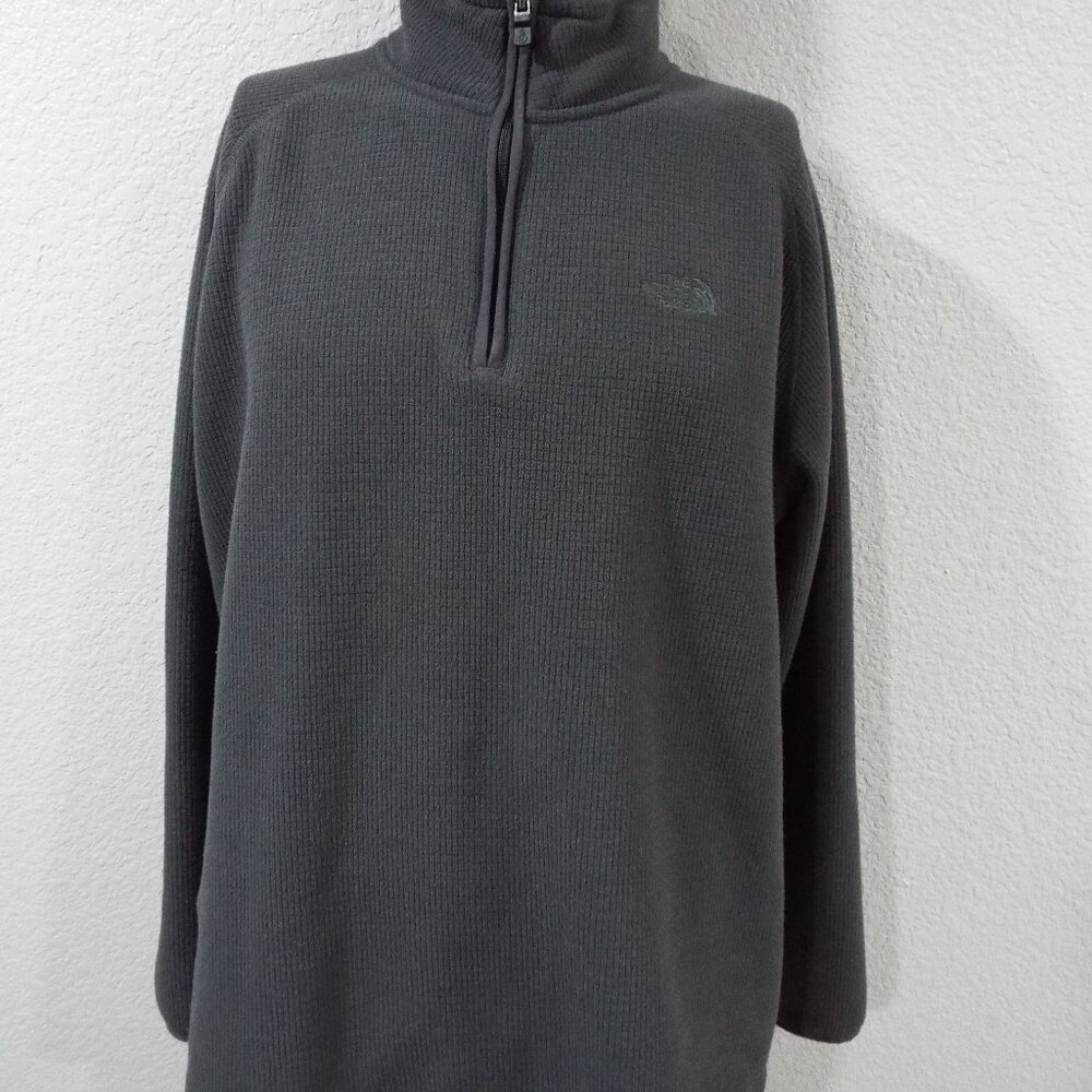 North Face Men's Charcoal Gray Pullover Quarter Zip Cozy Sweater Size XL
